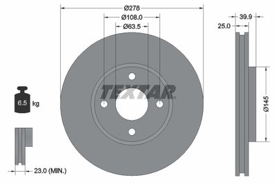 92279003 TEXTAR Тормозной диск