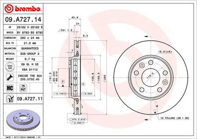 BS8792 BRECO Тормозной диск