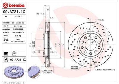 09A7211X BREMBO Тормозной диск