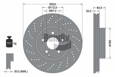 BDS1302HC BENDIX Braking Тормозной диск