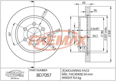 BD7057 FREMAX Тормозной диск