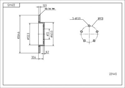 221445 HART Тормозной диск