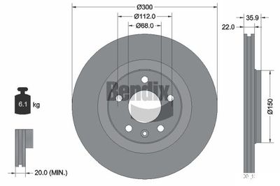 BDS2091 BENDIX Braking Тормозной диск