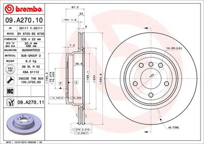 09A27010 BREMBO Тормозной диск