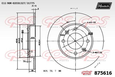 875616 MAXTECH Тормозной диск