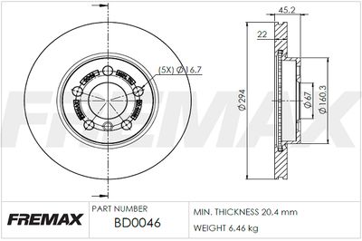 BD0046 FREMAX Тормозной диск