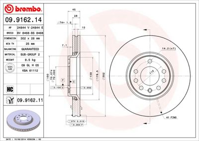 09916211 BREMBO Тормозной диск