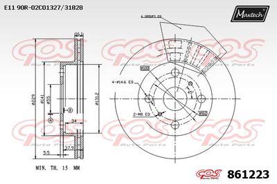 861223 MAXTECH Тормозной диск