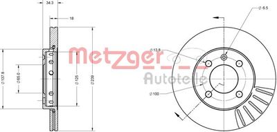 6110015 METZGER Тормозной диск