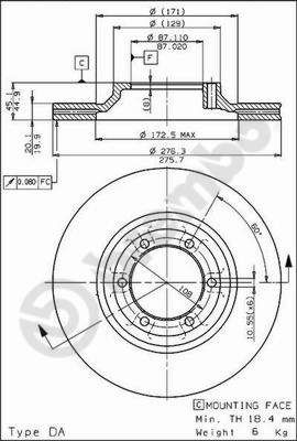 09563310 BREMBO Тормозной диск