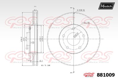 881009 MAXTECH Тормозной диск