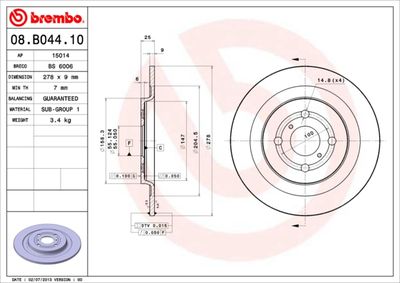 08B04410 BREMBO Тормозной диск