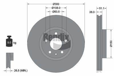 BDS1680 BENDIX Braking Тормозной диск