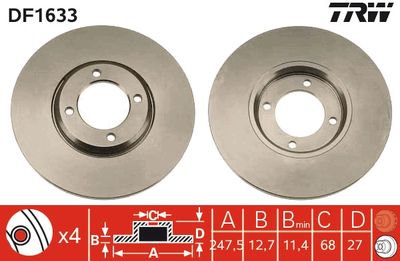 DF1633 TRW Тормозной диск