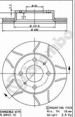 09694375 BREMBO Тормозной диск