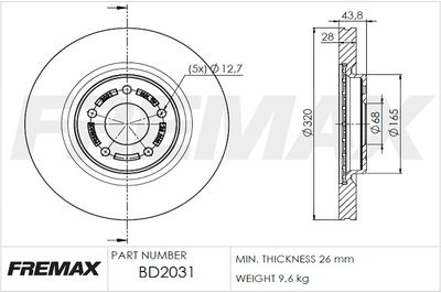 BD2031 FREMAX Тормозной диск