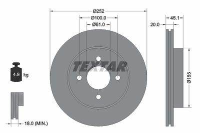 92148800 TEXTAR Тормозной диск