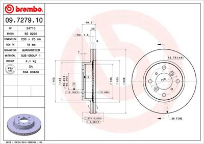 BS8292 BRECO Тормозной диск