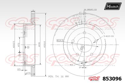 853096 MAXTECH Тормозной диск