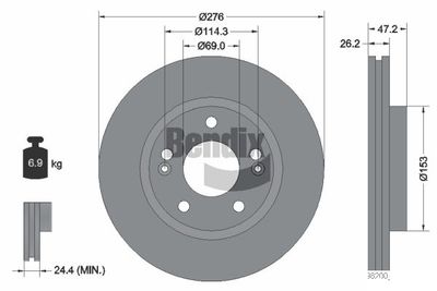 BDS1509 BENDIX Braking Тормозной диск