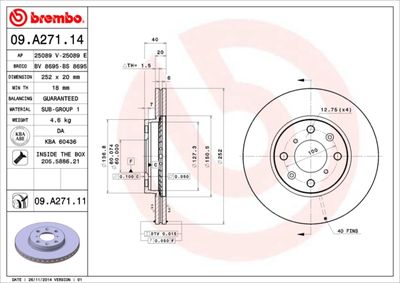 09A27111 BREMBO Тормозной диск