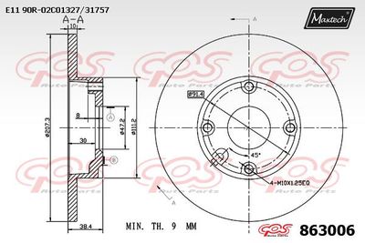 863006 MAXTECH Тормозной диск