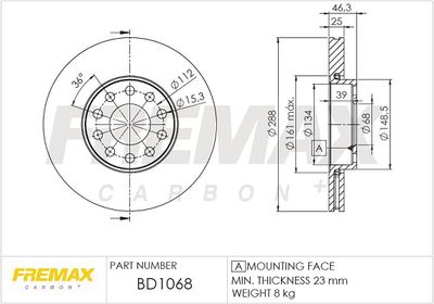 BD1068 FREMAX Тормозной диск