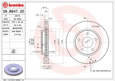 09B64721 BREMBO Тормозной диск