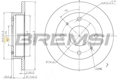 CD7077S BREMSI Тормозной диск