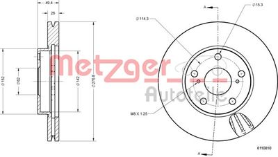 6110810 METZGER Тормозной диск