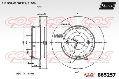 865257 MAXTECH Тормозной диск