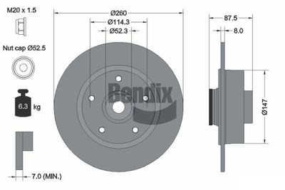 BDS1543 BENDIX Braking Тормозной диск