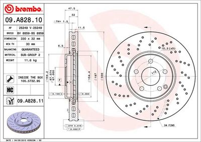 09A82810 BREMBO Тормозной диск