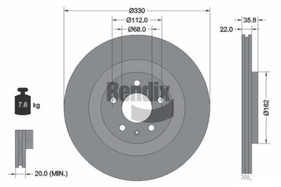 BDS1250 BENDIX Braking Тормозной диск