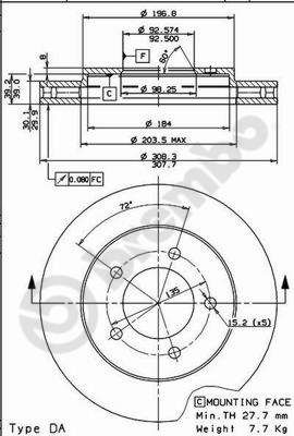 09765310 BREMBO Тормозной диск