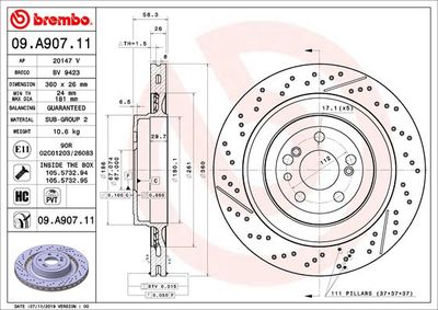 09A90711 BREMBO Тормозной диск