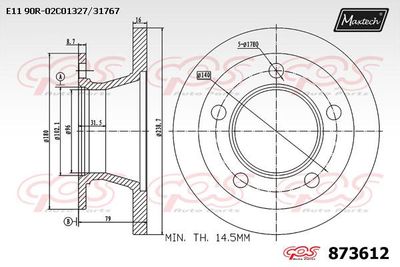 873612 MAXTECH Тормозной диск