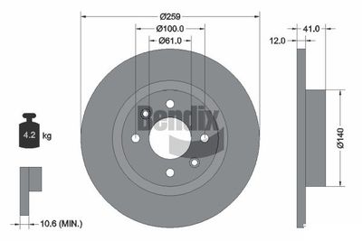BDS1036 BENDIX Braking Тормозной диск