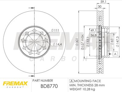 BD8770 FREMAX Тормозной диск