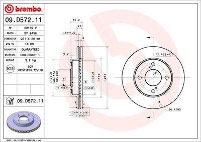 09D57211 BREMBO Тормозной диск