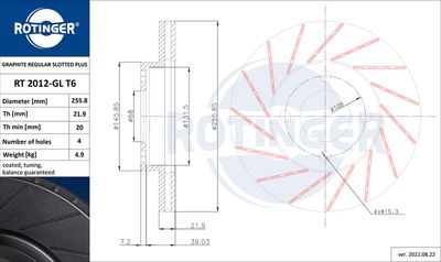 RT2012GLT6 ROTINGER Тормозной диск