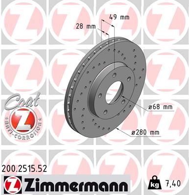200251552 ZIMMERMANN Тормозной диск
