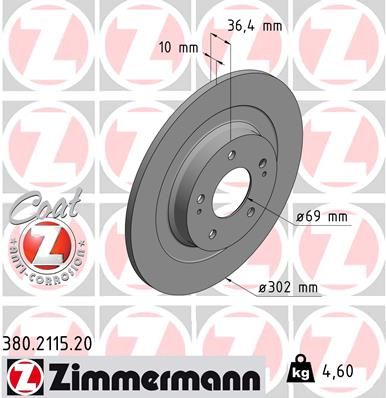 380211520 ZIMMERMANN Тормозной диск