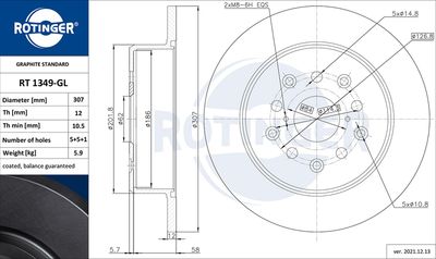 RT1349GL ROTINGER Тормозной диск