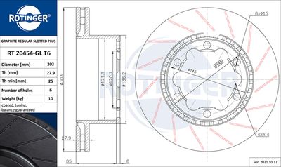 RT20454GLT6 ROTINGER Тормозной диск