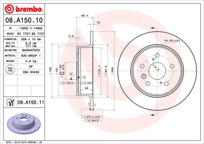 08A15011 BREMBO Тормозной диск