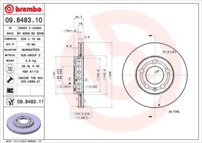 09848311 BREMBO Тормозной диск