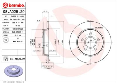 08A02920 BREMBO Тормозной диск