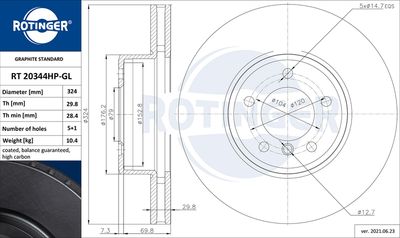 RT20344HPGL ROTINGER Тормозной диск