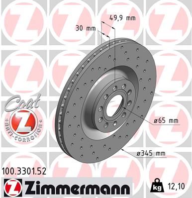 100330152 ZIMMERMANN Тормозной диск